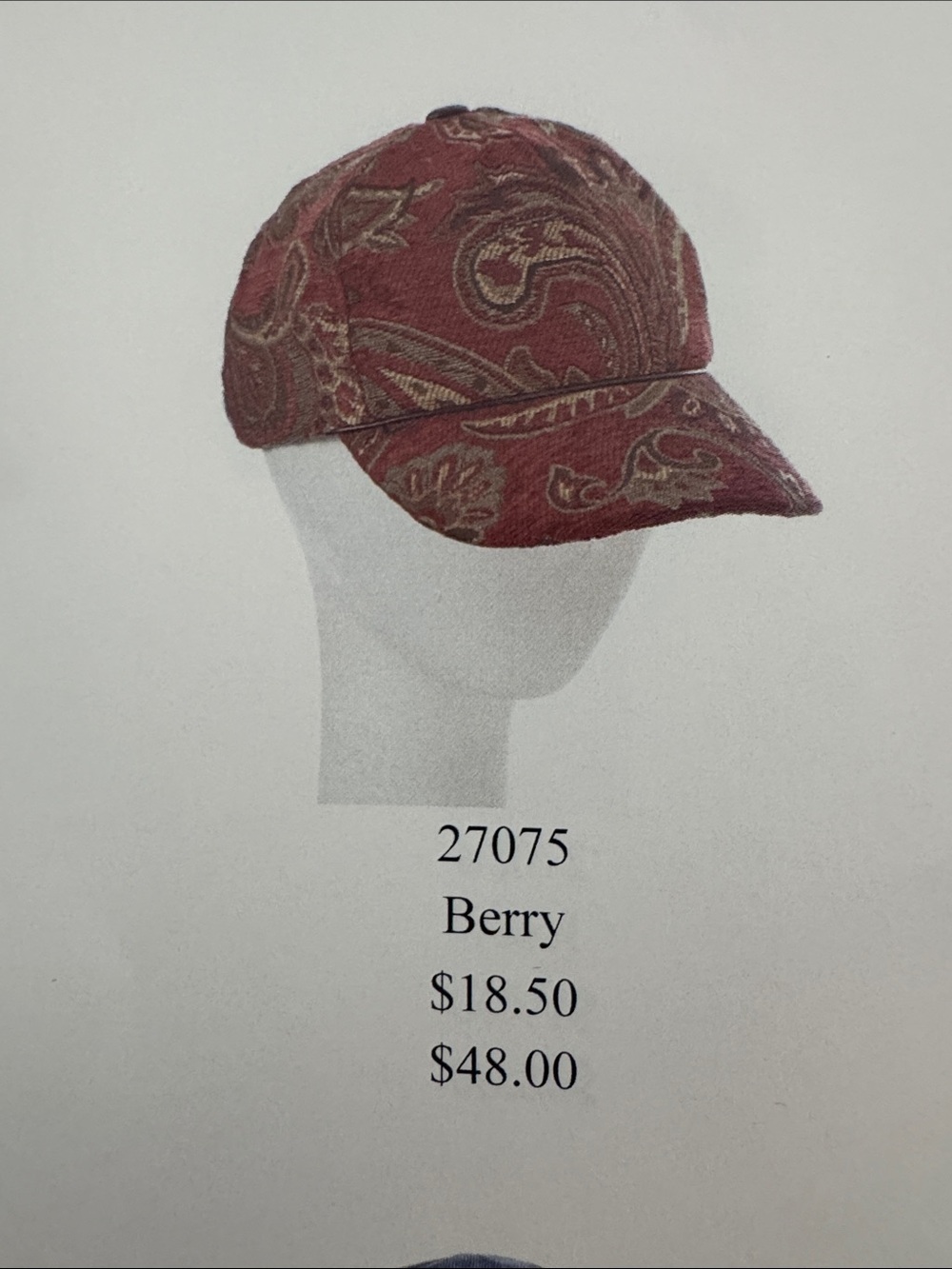 New Giovannio NY Berry Paisley Baseball Cap